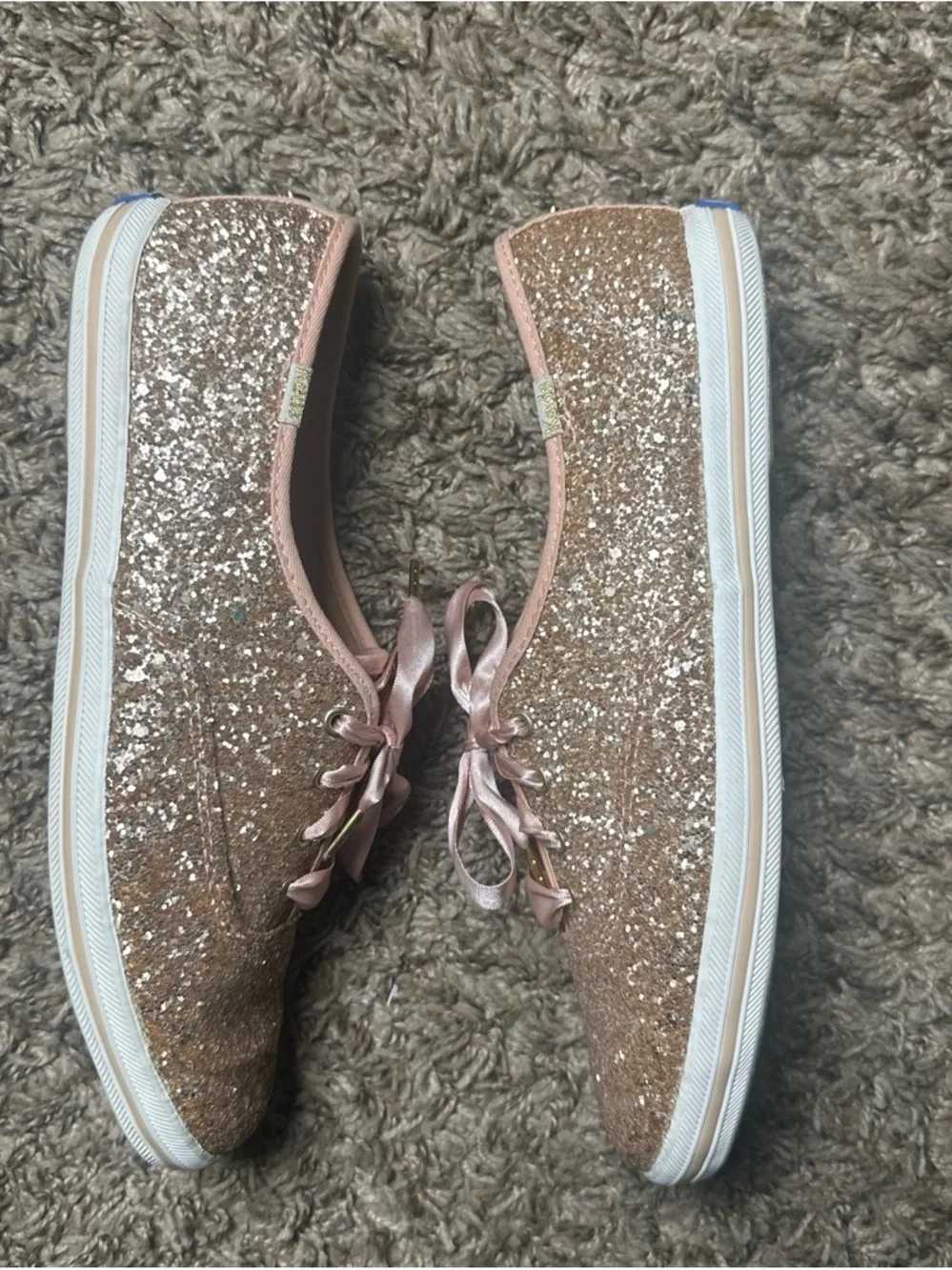 Keds X Kate Spade Gold Glitter Ribbon Laces Sneakers Women’s Size 8.5